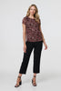 Black | Animal Print Sparkle Trim Cap Sleeve Top
