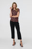Black | Animal Print Sparkle Trim Cap Sleeve Top

