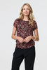 Black | Animal Print Sparkle Trim Cap Sleeve Top
