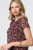 Black | Animal Print Sparkle Trim Cap Sleeve Top
