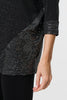 Black | Glittery Metallic Trim 3/4 Sleeve Tunic
