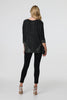 Black | Glittery Metallic Trim 3/4 Sleeve Tunic
