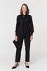 Black | Floral Lace Semi Sheer Textured Blouse

