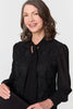 Black | Floral Lace Semi Sheer Textured Blouse
