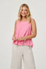 Pink | Frill Hem Sleeveless Wide Strap Top
