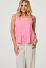 Pink | Frill Hem Sleeveless Wide Strap Top : Model is 5'10