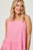 Pink | Frill Hem Sleeveless Wide Strap Top
