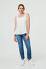 White | Frill Hem Sleeveless Wide Strap Top
