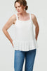 White | Frill Hem Sleeveless Wide Strap Top : Model is 5'10