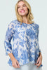 Blue | Floral 3/4 Sleeve Layered High Low Tunic
