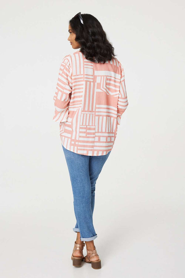 Pink | Printed 3/4 Flare Sleeve Blouse
