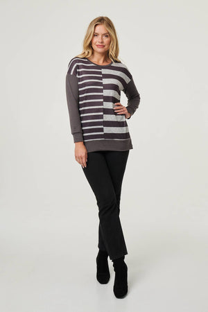 Grey | Geo Print Drop Shoulder Sweatshirt