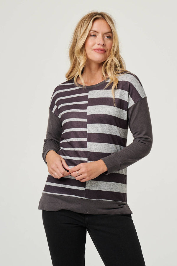Grey | Geo Print Drop Shoulder Sweatshirt