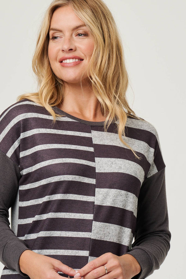 Grey | Geo Print Drop Shoulder Sweatshirt
