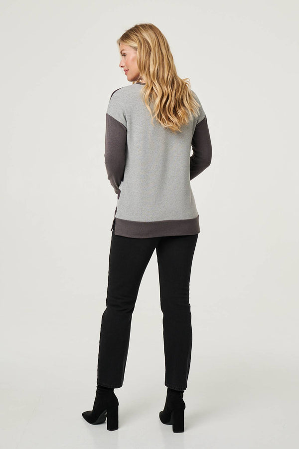 Grey | Geo Print Drop Shoulder Sweatshirt