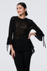 Black | Animal Print Sheer Mesh 3/4 Sleeve Top
