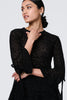 Black | Animal Print Sheer Mesh 3/4 Sleeve Top
