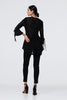 Black | Animal Print Sheer Mesh 3/4 Sleeve Top
