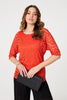 Coral | Floral Lace 3/4 Sleeve Relaxed Blouse
