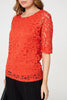 Coral | Floral Lace 3/4 Sleeve Relaxed Blouse
