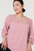 Pink | Lace Detail 3/4 Sleeve Blouse
