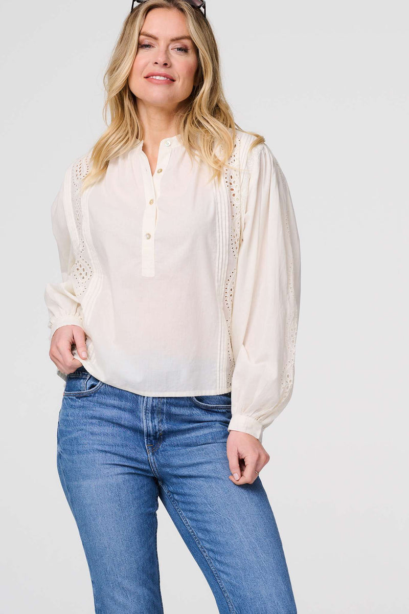 Eyelet Tops For Women Lace V Neck Puff Long Sleeve Dressy Business Casual Work Shirts Fall Tunic Blouses S Xxl Shermie