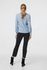 Blue | Metallic Stripe Detail Fitted Top

