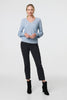 Blue | Metallic Stripe Detail Fitted Top
