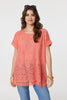 Coral | Broderie Anglaise Oversized Blouse : Model is 5'9