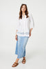 White | Lace Detail Collarless Button Down Shirt