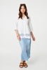 White | Lace Detail Collarless Button Down Shirt