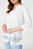 White | Lace Detail Collarless Button Down Shirt