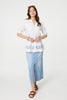 White | Lace Detail Collarless Button Down Shirt