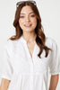 White | Lace Detail Collarless Button Down Shirt