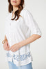 White | Lace Detail Collarless Button Down Shirt