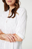 White | Lace Detail Collarless Button Down Shirt