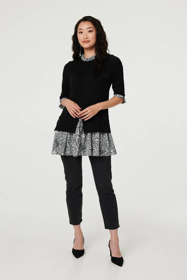 Black | Layered Ruffled Shirt Jumper Top
