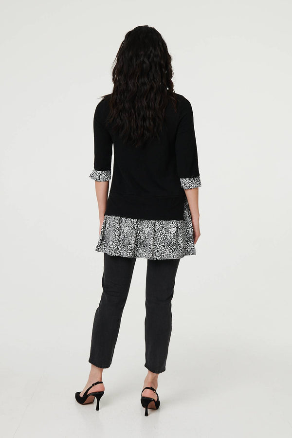 Black | Layered Ruffled Shirt Jumper Top
