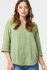 Green | Lace Detail V-Neck Relaxed Blouse