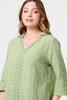 Green | Lace Detail V-Neck Relaxed Blouse