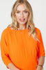 Orange | Stripe Texture 3/4 Batwing Sleeve Knit Top