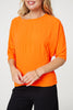 Orange | Stripe Texture 3/4 Batwing Sleeve Knit Top