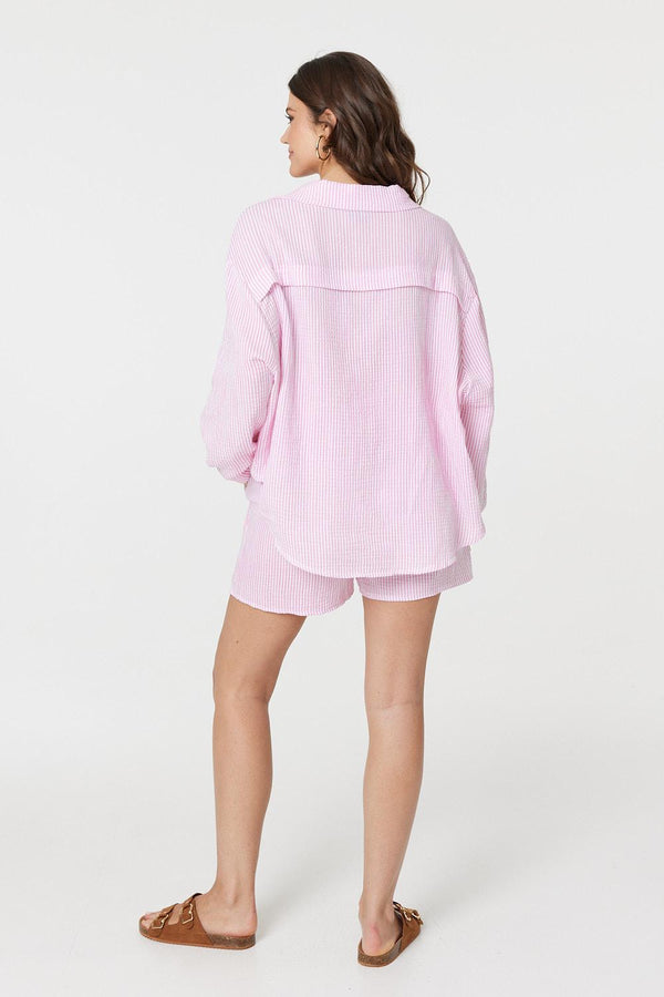 Pink | Striped Tie Waist Relaxed Shorts