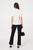 White | Lace Texture Frilled Short Sleeve Blouse
