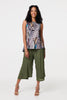 Beige | Animal Print Sleeveless Curve Hem Top
