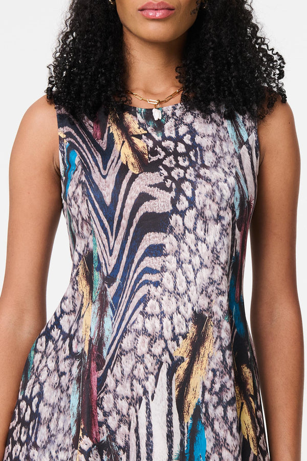 Beige | Animal Print Sleeveless Curve Hem Top
