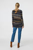 Navy | Stripe Print Long Sleeve Tunic Top
