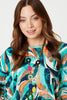 Green | Printed Oversized Top with Necklace