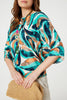 Green | Printed Oversized Top with Necklace
