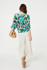 Green | Printed Oversized Top with Necklace
